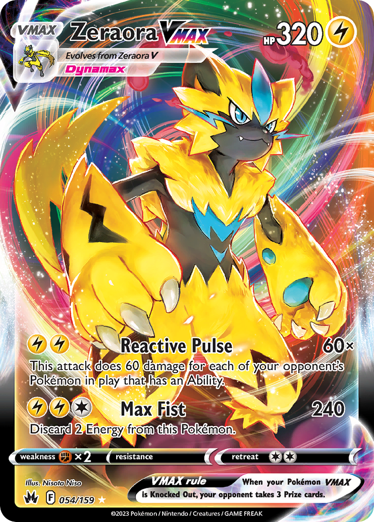 Zeraora VMAX 54/159 Rare Holo VMAX | Crown Zenith