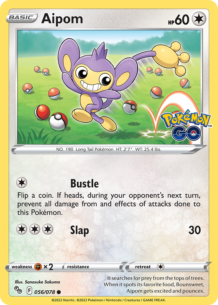 Aipom 56/78 Common | Pokémon GO | Pokemon Card