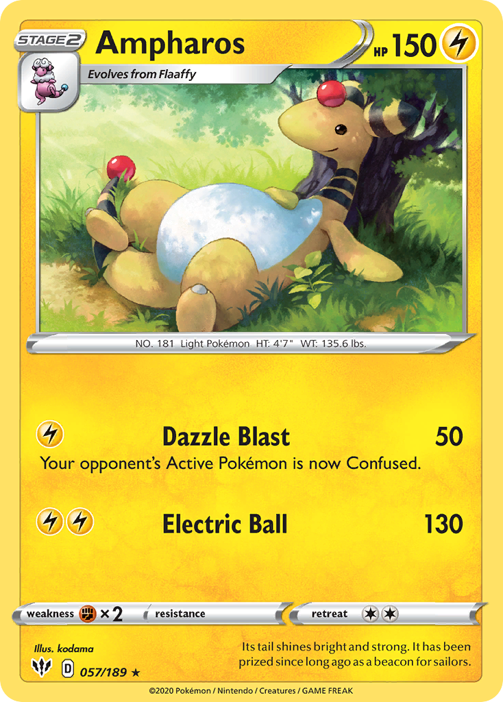 Ampharos 57/189 Rare | Darkness Ablaze | Pokemon Card