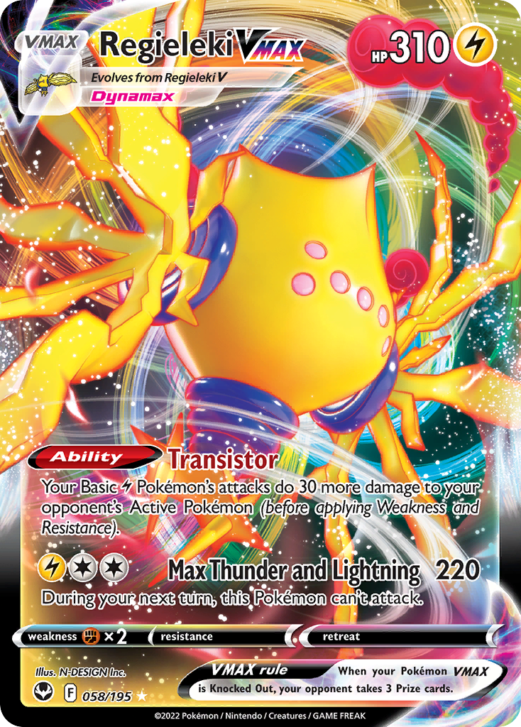 Regieleki VMAX 58/195 Rare Holo VMAX | Silver Tempest | Pokemon Card