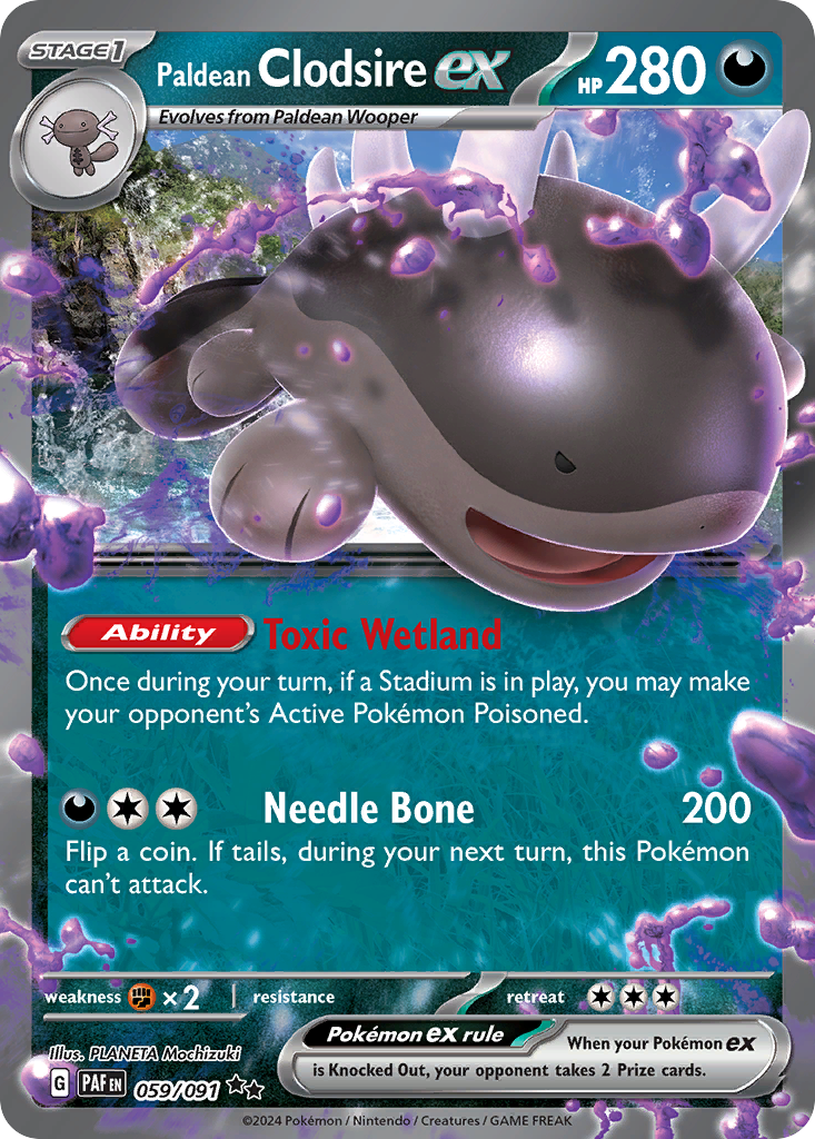 Paldean Clodsire ex 59/91 Double Rare | Paldean Fates | Pokemon Card