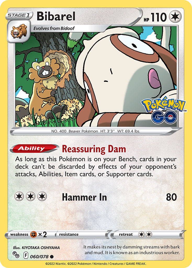 Bibarel 60/78 Common | Pokémon GO | Pokemon Card