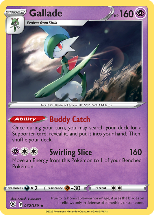 Gallade 62/189 Rare Holo | Astral Radiance | Pokemon Card