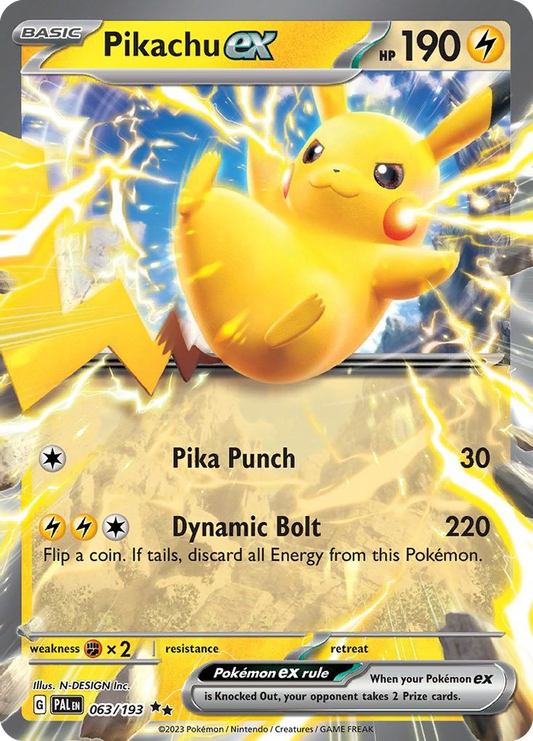 Pikachu ex 63/193 Double Rare | Paldea Evolved | Pokemon Card