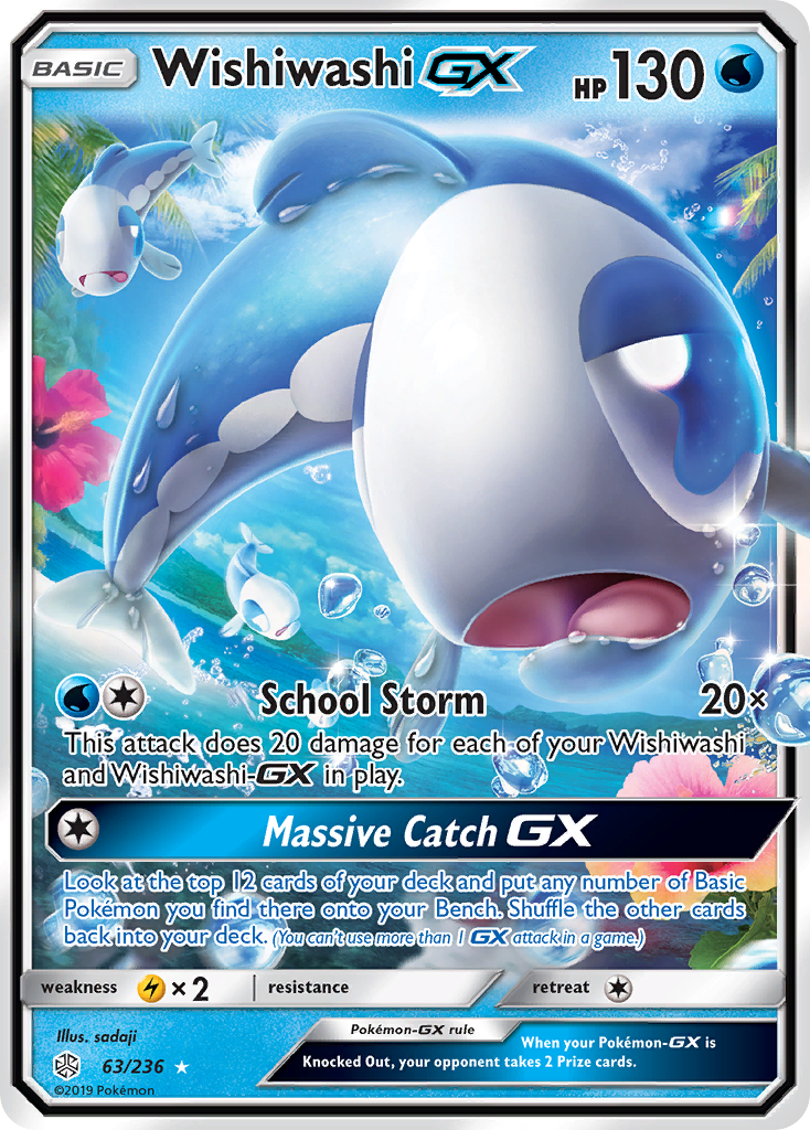 Wishiwashi-GX 63/236 Rare Holo GX | Cosmic Eclipse | Pokemon Card