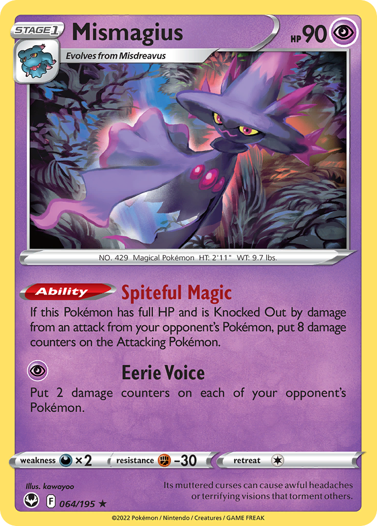 Mismagius 64/195 Rare | Silver Tempest | Pokemon Card