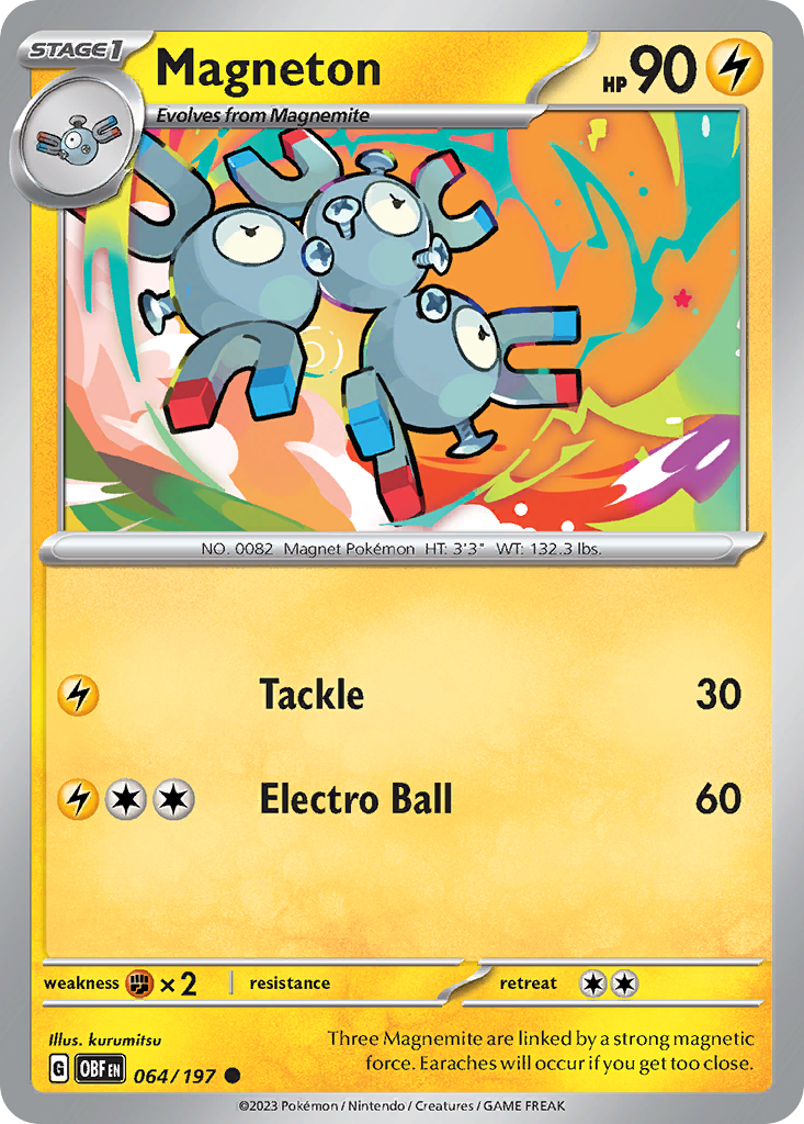 Magneton 64/197 Common | Obsidian Flames | Pokemon Card