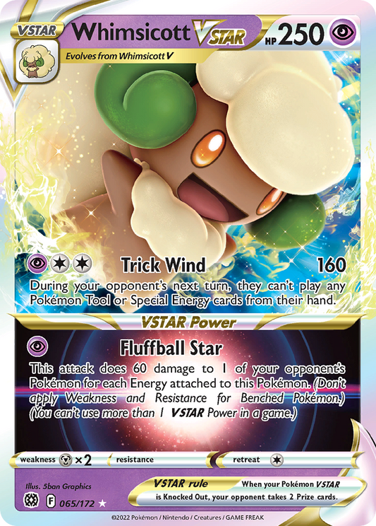 Whimsicott VSTAR 65/172 Rare Holo VSTAR | Brilliant Stars | Pokemon Card