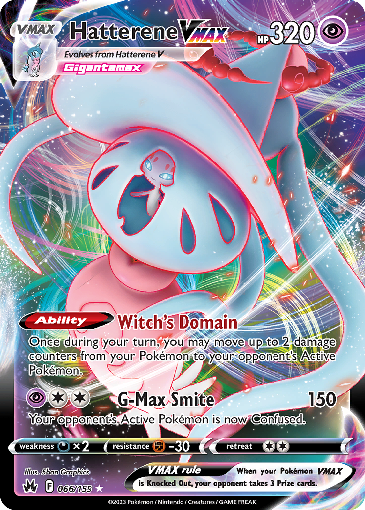 Hatterene VMAX 66/159 Rare Holo VMAX | Crown Zenith | Pokemon Card
