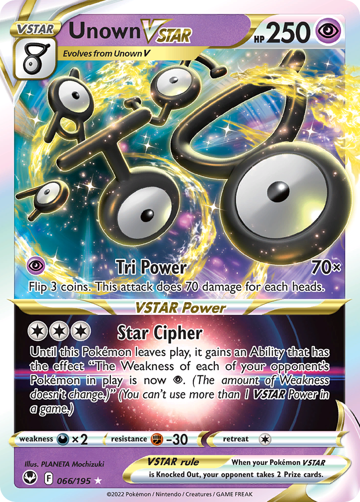 Unown VSTAR 66/195 Rare Holo VSTAR | Silver Tempest | Pokemon Card