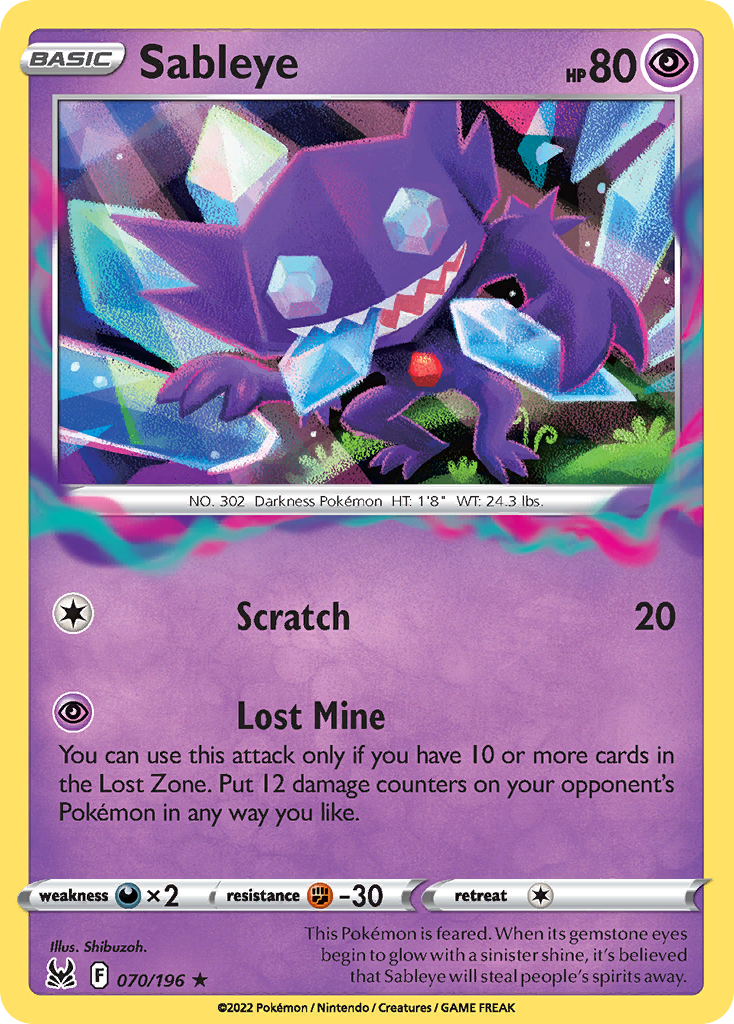 Sableye 70/196 Rare Holo | Lost Origin | Pokemon Card