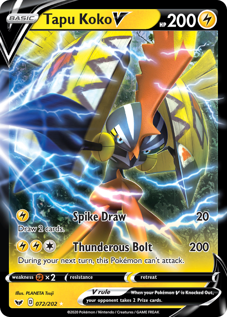 Tapu Koko V 72/202 Rare Holo V | Sword & Shield | Pokemon Card