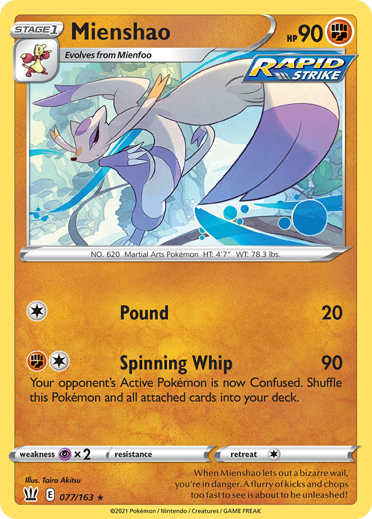 Mienshao 77/163 Rare | Battle Styles | Pokemon Card