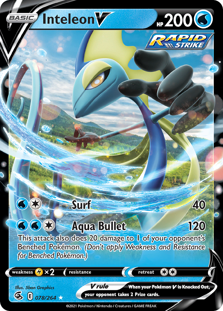 Inteleon V 78/264 Rare Holo V | Fusion Strike | Pokemon Card