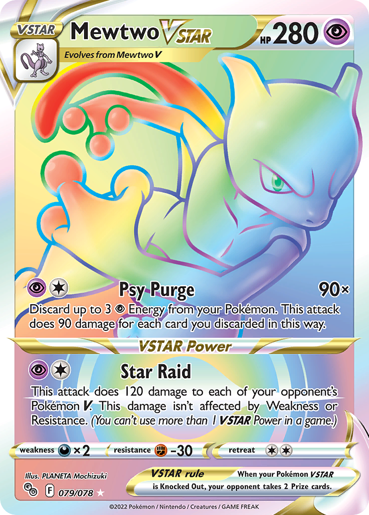 Mewtwo VSTAR 79/78 Rare Rainbow | Pokémon GO | Pokemon Card