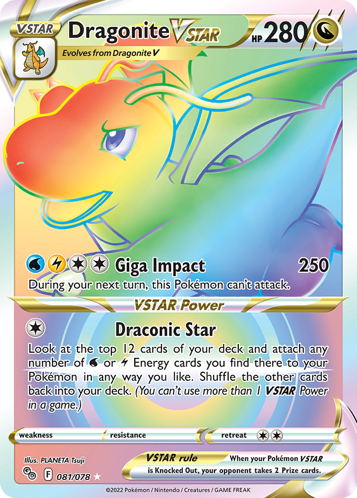Dragonite VSTAR 81/78 Rare Rainbow | Pokémon GO | Pokemon Card