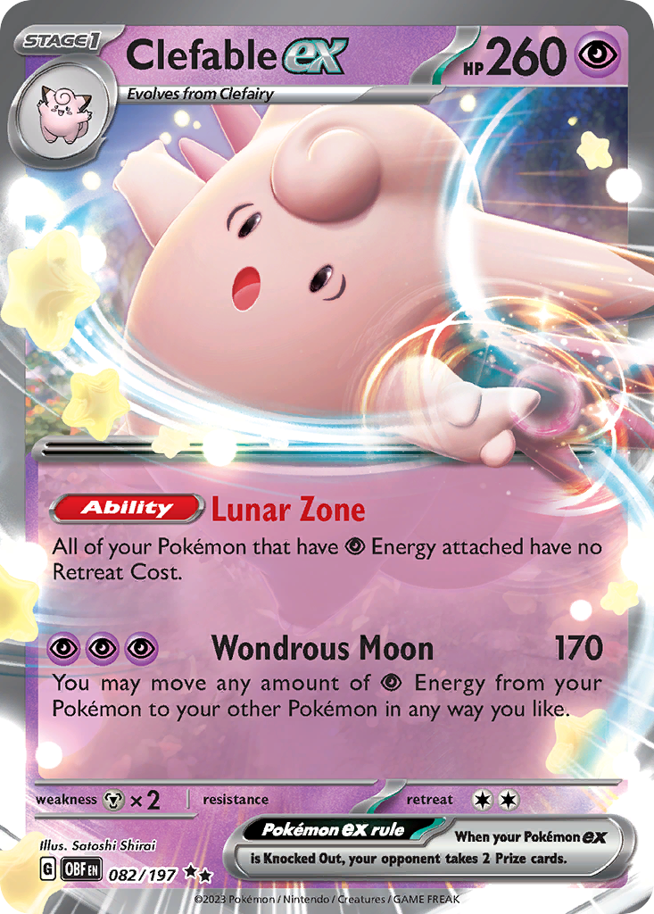 Clefable ex 82/197 Double Rare | Obsidian Flames | Pokemon Card