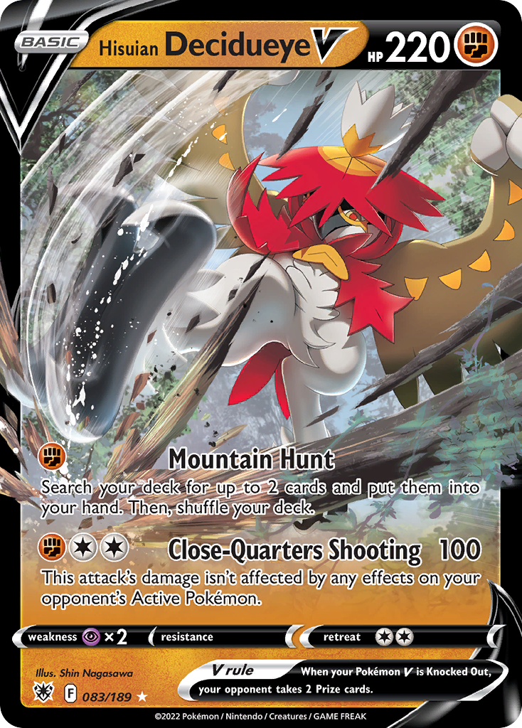 Hisuian Decidueye V 83/189 Rare Holo V | Astral Radiance | Pokemon Card