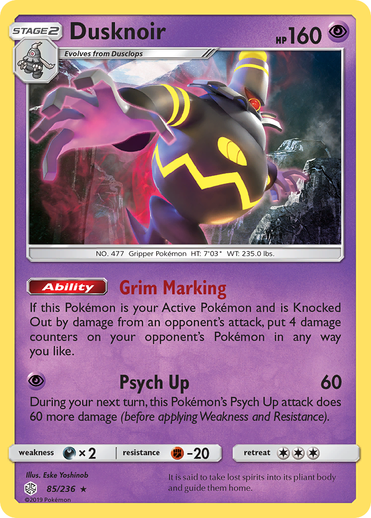 Dusknoir 85/236 Rare Holo | Cosmic Eclipse | Pokemon Card