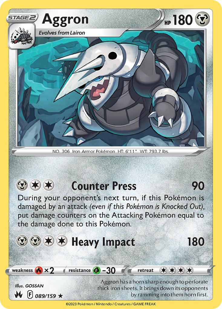 Aggron 89/159 Rare Holo | Crown Zenith | Pokemon Card