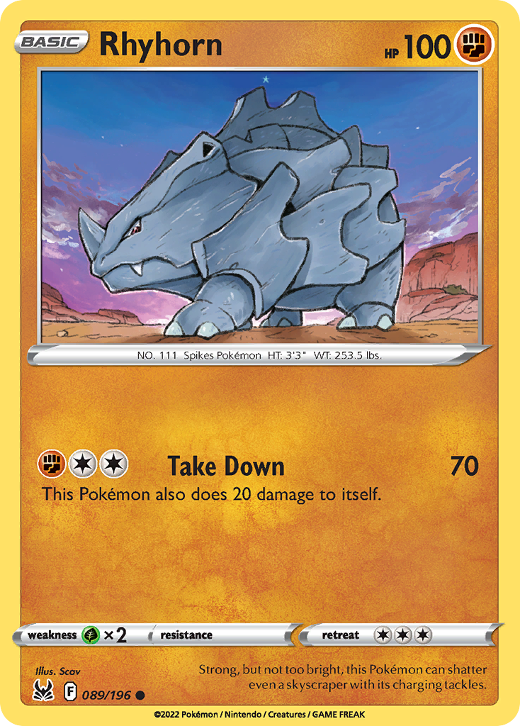 Rhyhorn 89/196 Common | Lost Origin | Pokemon Card – Brickheads