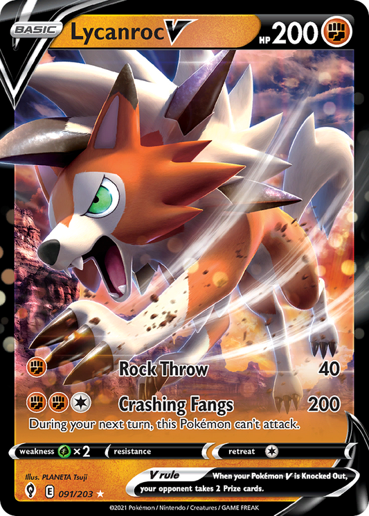 Lycanroc V 91/203 Rare Holo V | Evolving Skies | Pokemon Card