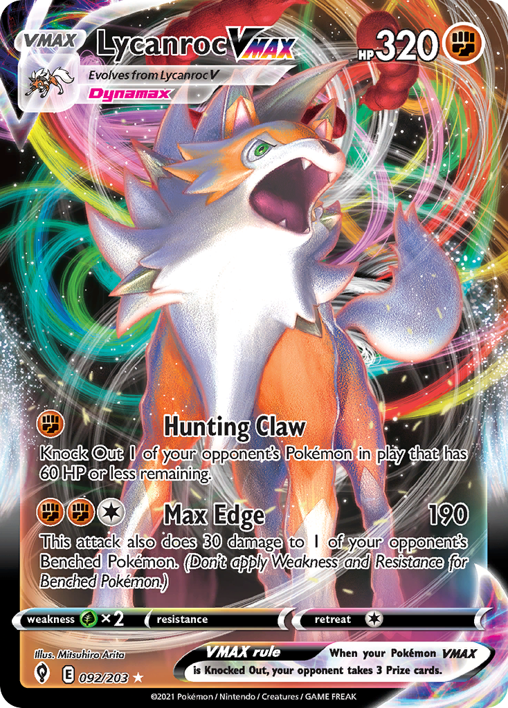 Lycanroc VMAX 92/203 Rare Holo VMAX | Evolving Skies | Pokemon Card