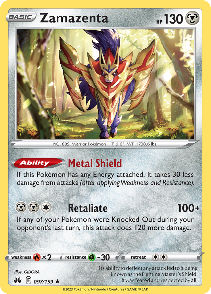 Zamazenta 97/159 Rare Holo | Crown Zenith | Pokemon Card
