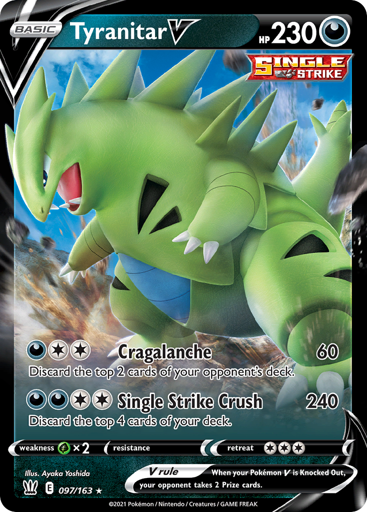 Tyranitar V 97/163 Rare Holo V | Battle Styles | Pokemon Card