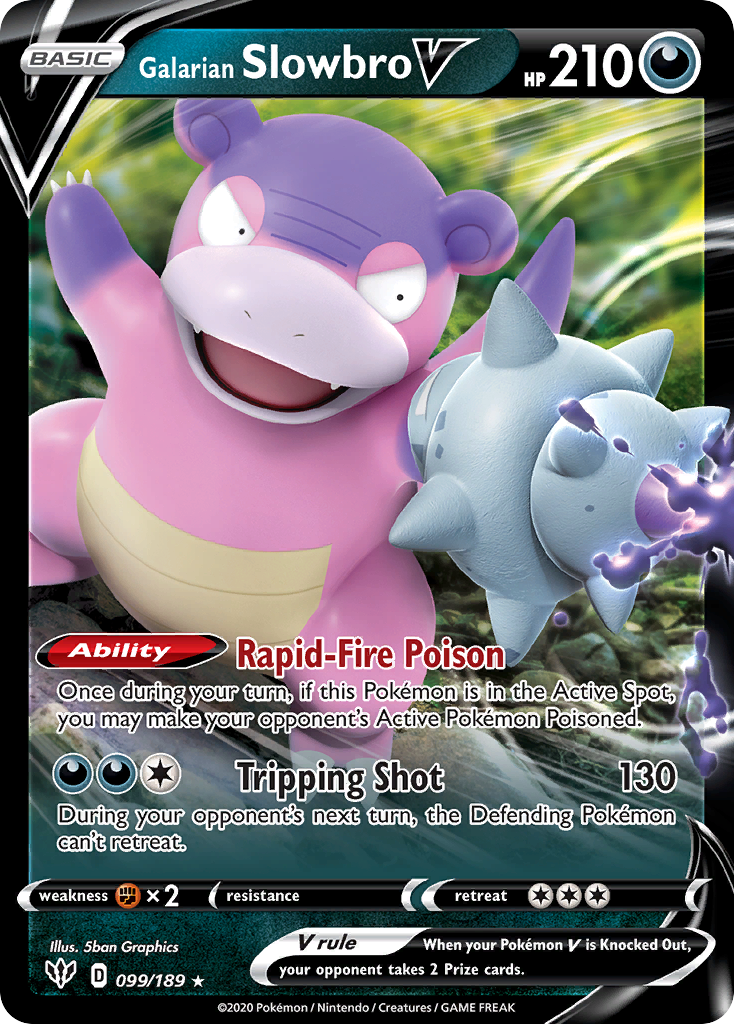 Galarian Slowbro V 99/189 Rare Holo V | Darkness Ablaze | Pokemon Card