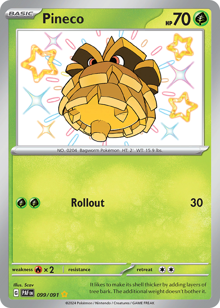 Pineco 99/91 Shiny Rare | Paldean Fates | Pokemon Card