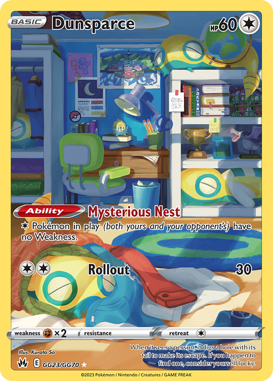 Dunsparce GG23/70 Trainer Gallery Rare Holo | Crown Zenith Galarian Gallery | Pokemon Card