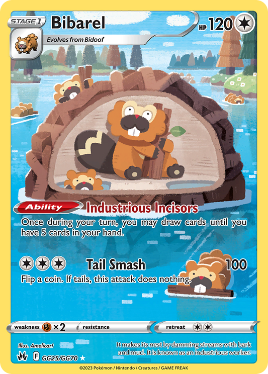 Bibarel GG25/70 Trainer Gallery Rare Holo | Crown Zenith Galarian Gallery | Pokemon Card