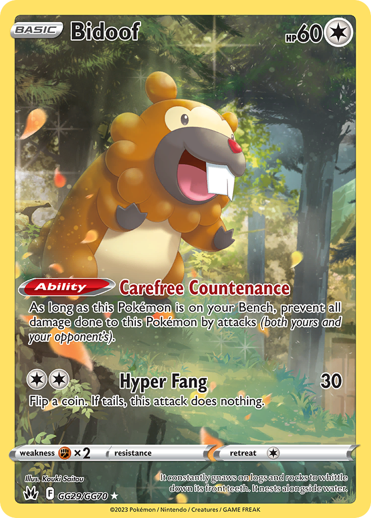 Bidoof GG29/70 Trainer Gallery Rare Holo | Crown Zenith Galarian Gallery | Pokemon Card