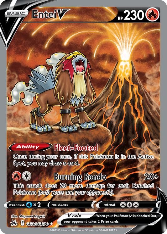 Entei V GG36/70 Rare Holo V | Crown Zenith Galarian Gallery | Pokemon Card