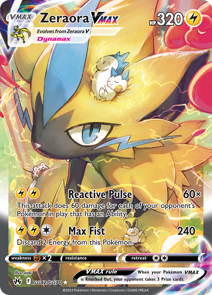 Zeraora VMAX GG42/70 Rare Holo VMAX | Crown Zenith Galarian Gallery | Pokemon Card