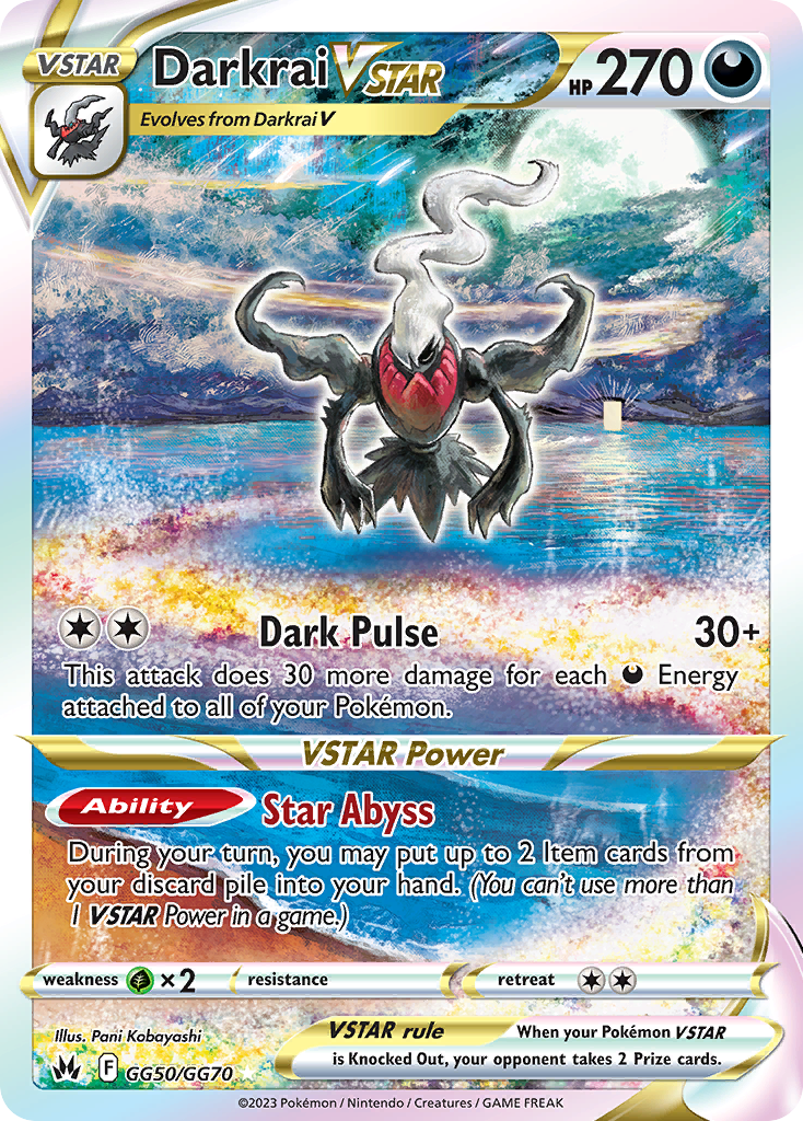 Darkrai VSTAR GG50/70 Rare Holo VSTAR | Crown Zenith Galarian Gallery | Pokemon Card