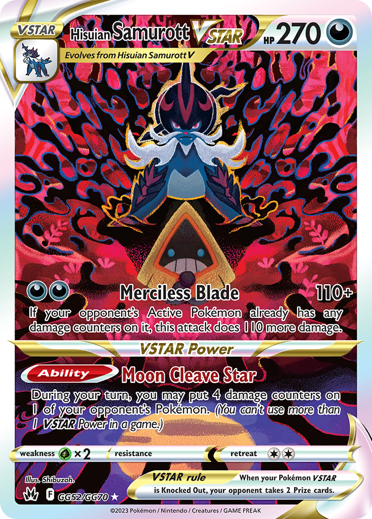 Hisuian Samurott VSTAR GG52/70 Rare Holo VSTAR | Crown Zenith Galarian Gallery | Pokemon Card