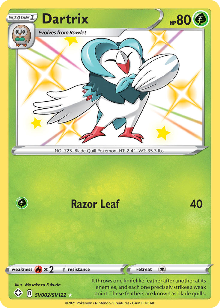 Dartrix SV002/122 Rare Shiny | Shining Fates Shiny Vault | Pokemon Card