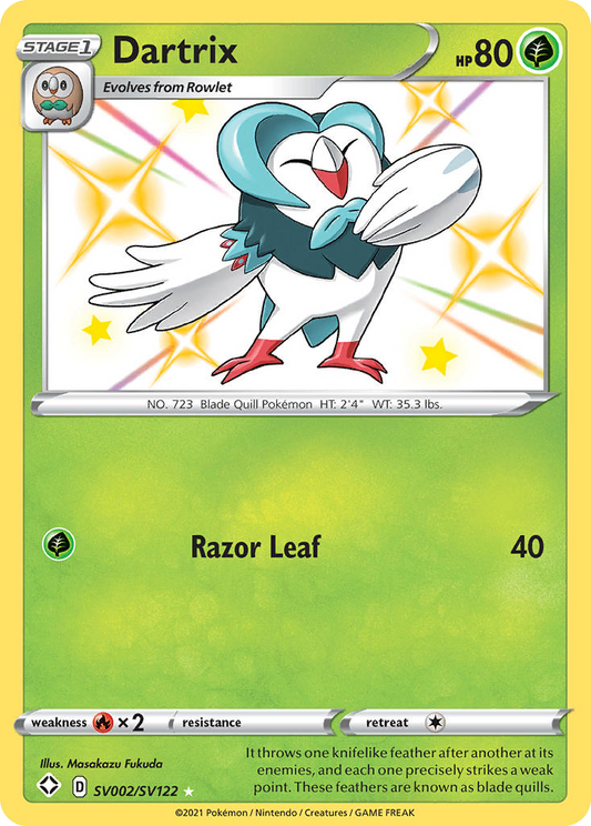 Dartrix SV002/122 Rare Shiny | Shining Fates Shiny Vault | Pokemon Card