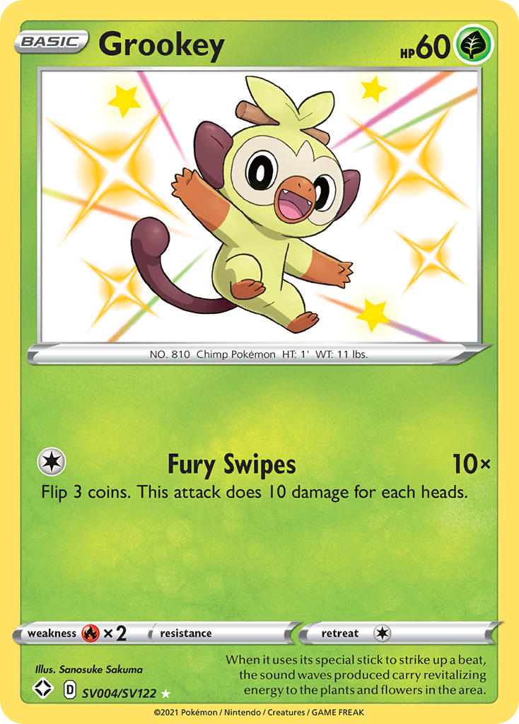 Grookey SV004/122 Rare Shiny | Shining Fates Shiny Vault | Pokemon Card