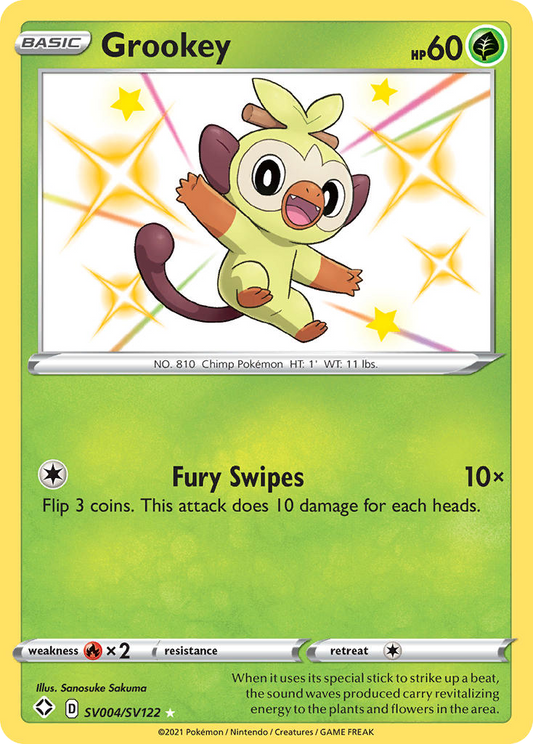 Grookey SV004/122 Rare Shiny | Shining Fates Shiny Vault | Pokemon Card