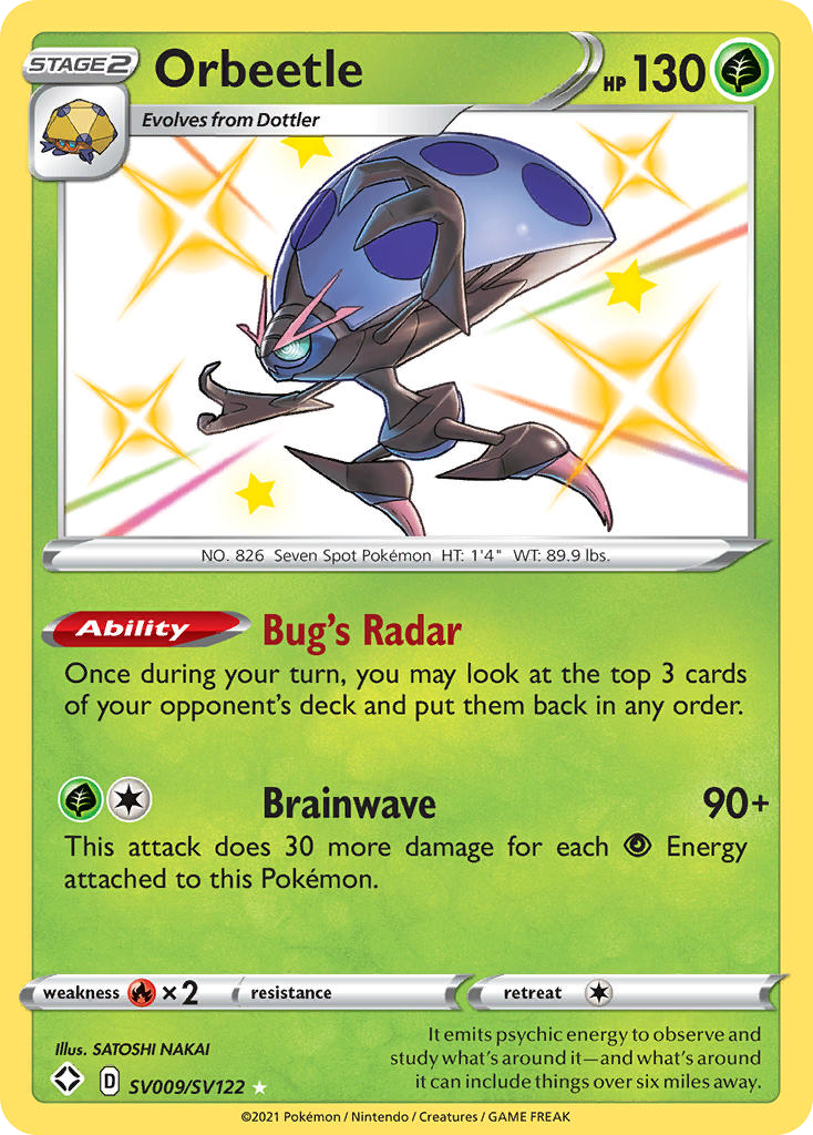 Orbeetle SV009/122 Rare Shiny | Shining Fates Shiny Vault | Pokemon Card