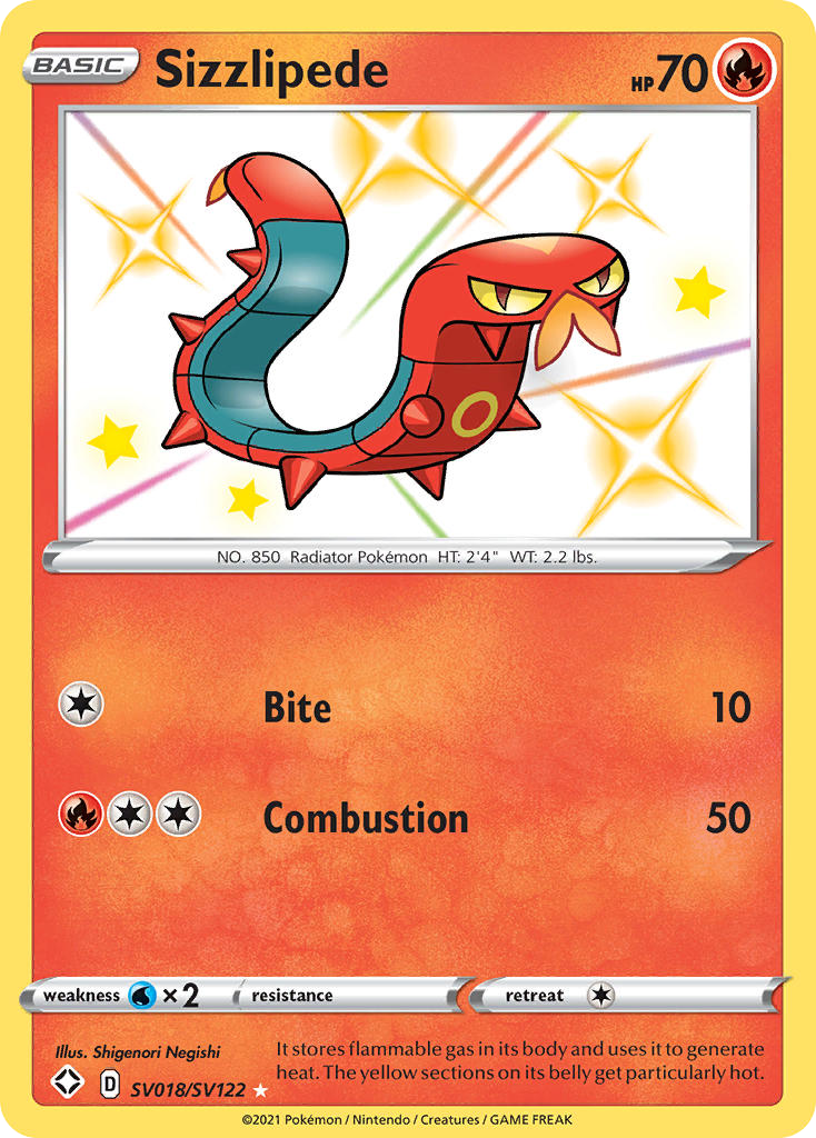 Sizzlipede SV018/122 Rare Shiny | Shining Fates Shiny Vault | Pokemon Card