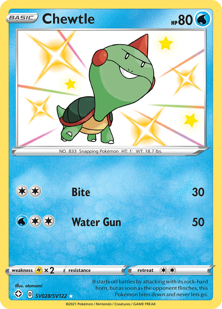 Chewtle SV028/122 Rare Shiny | Shining Fates Shiny Vault | Pokemon Card