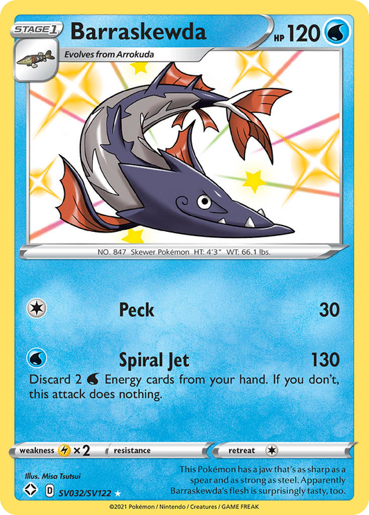 Barraskewda SV032/122 Rare Shiny | Shining Fates Shiny Vault | Pokemon Card