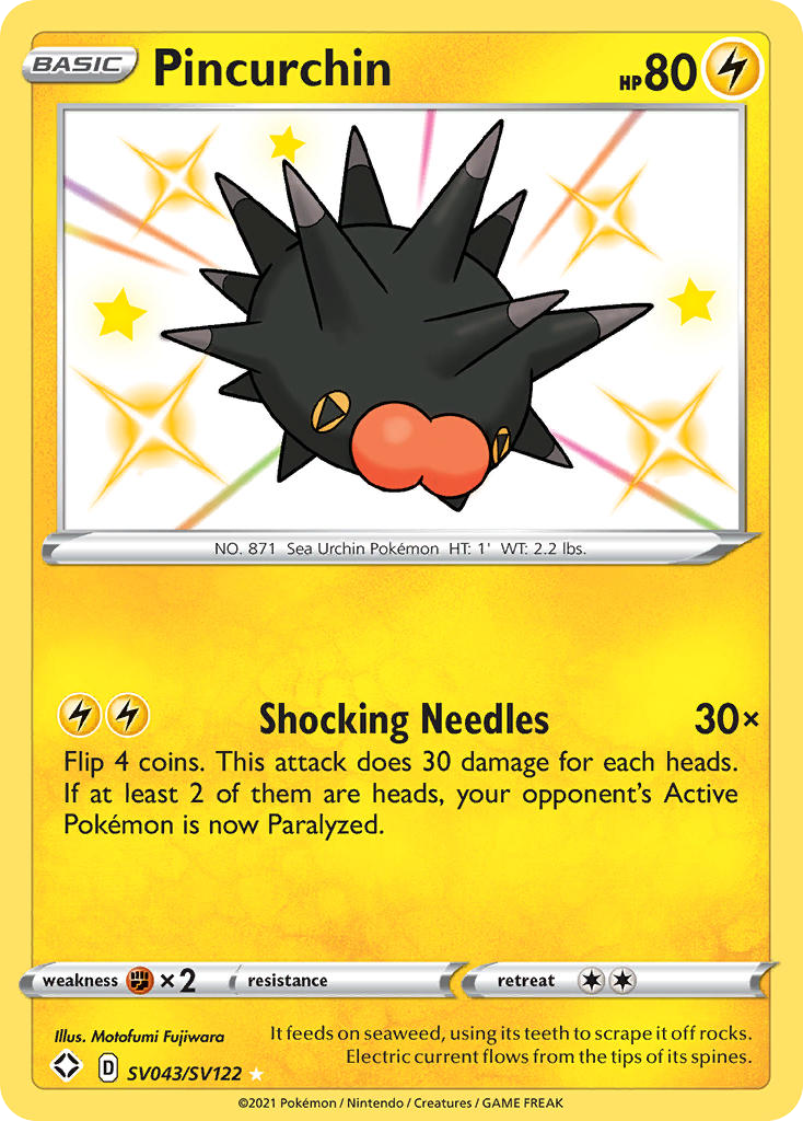 Pincurchin SV043/122 Rare Shiny | Shining Fates Shiny Vault | Pokemon Card