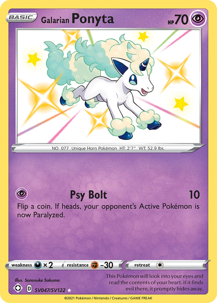 Galarian Ponyta SV047/122 Rare Shiny | Shining Fates Shiny Vault | Pokemon Card
