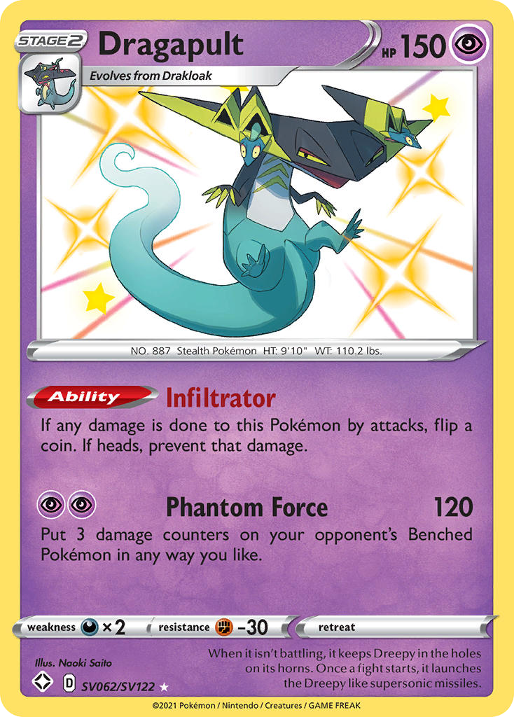 Dragapult SV062/122 Rare Shiny | Shining Fates Shiny Vault | Pokemon Card