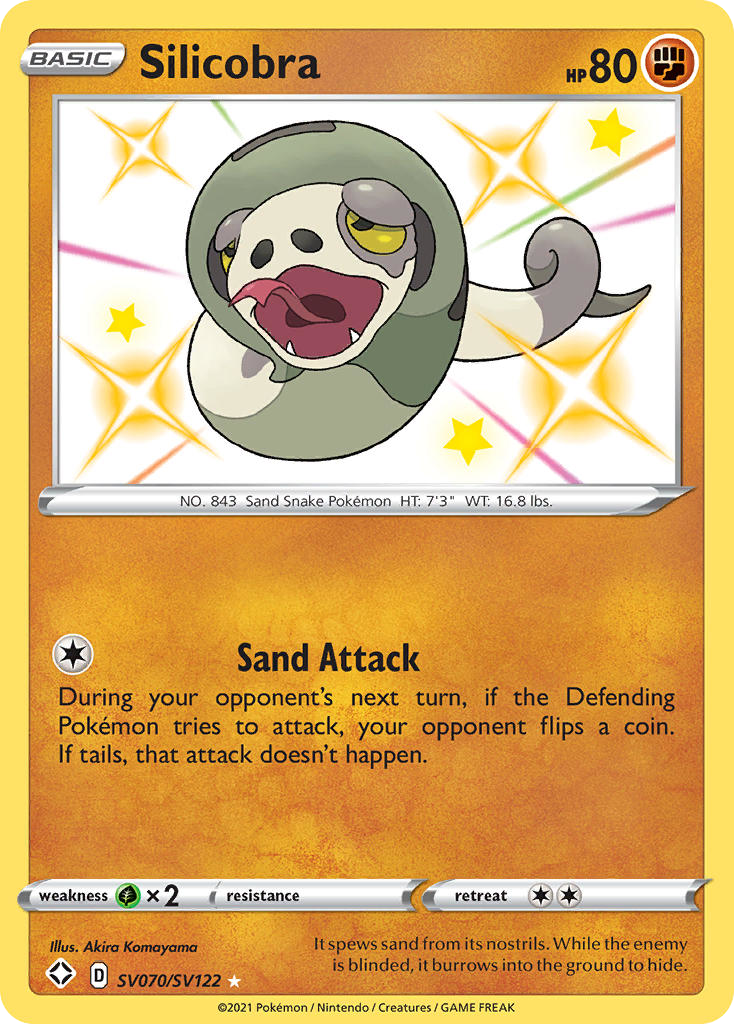 Silicobra SV070/122 Rare Shiny | Shining Fates Shiny Vault | Pokemon Card